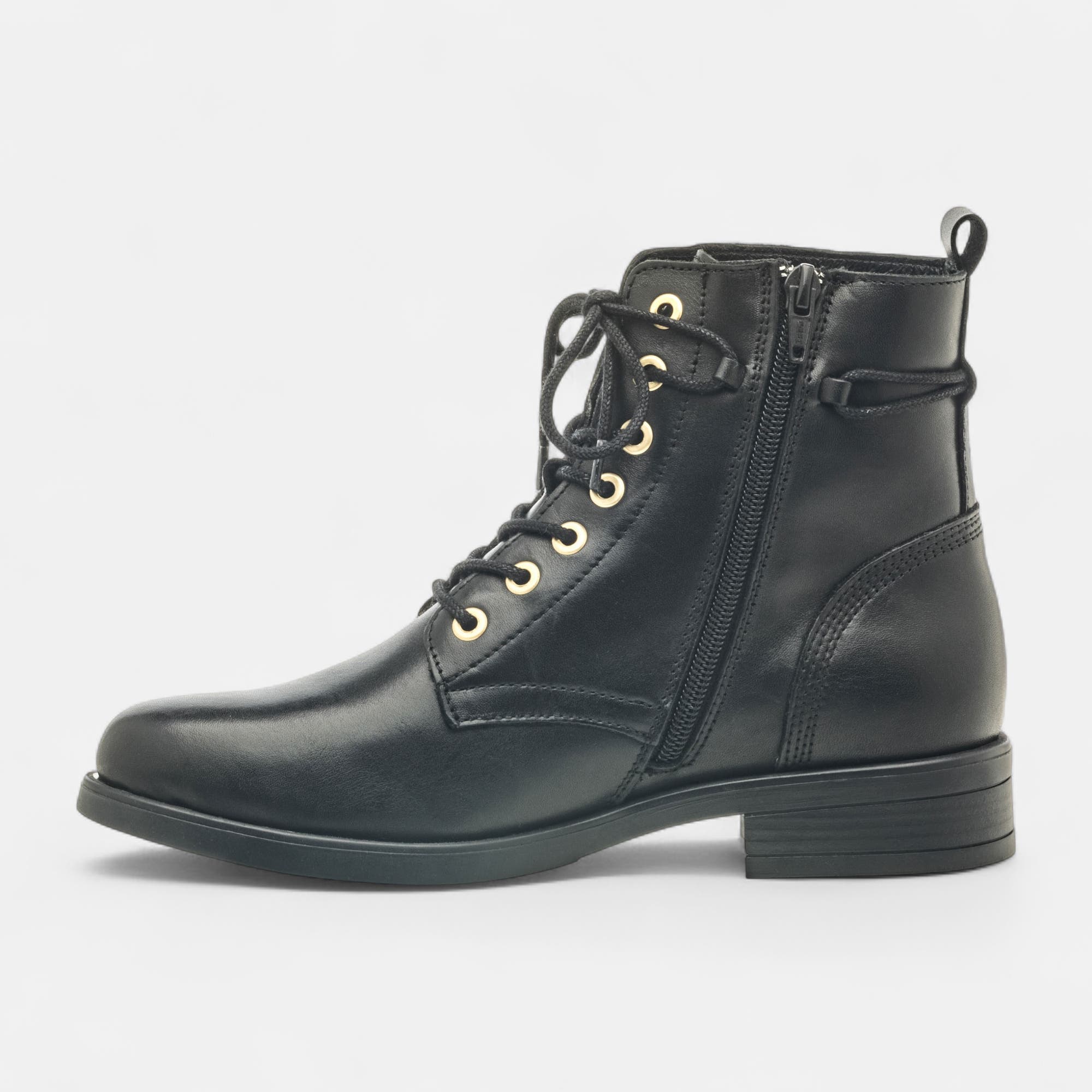 Bottines à lacets Femme en cuir noir