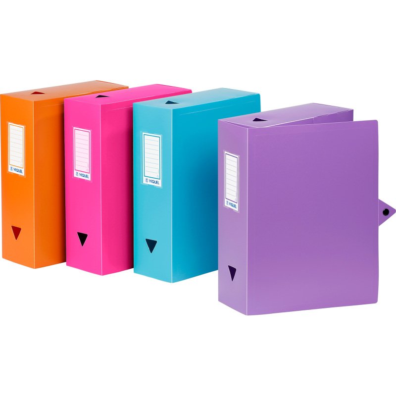 Boîte de classement plastique Essentiel Viquel dos 10 cm couleurs tendance