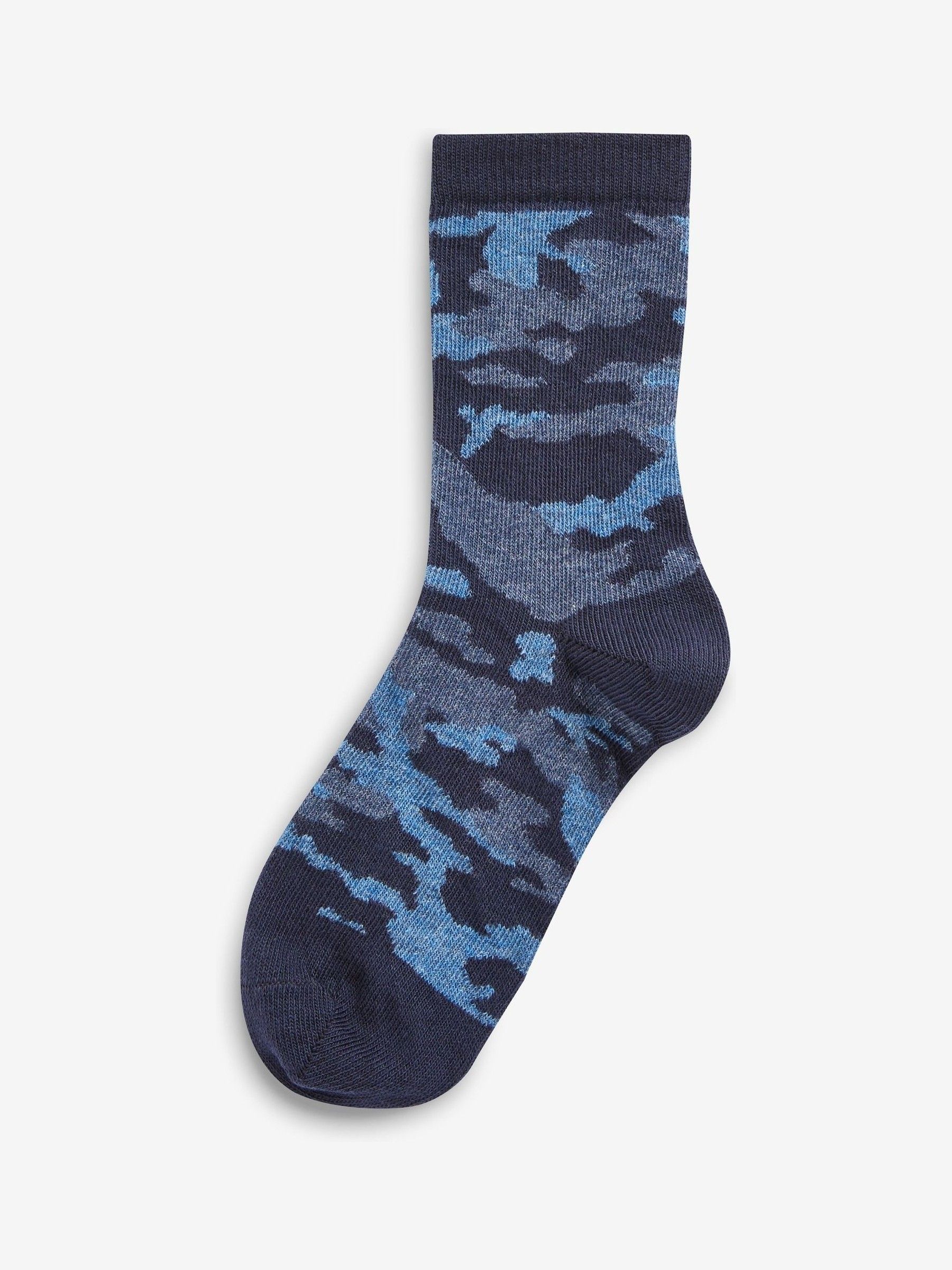 Blauw camouflage/strepen - Set van 7 paar rijke sokken