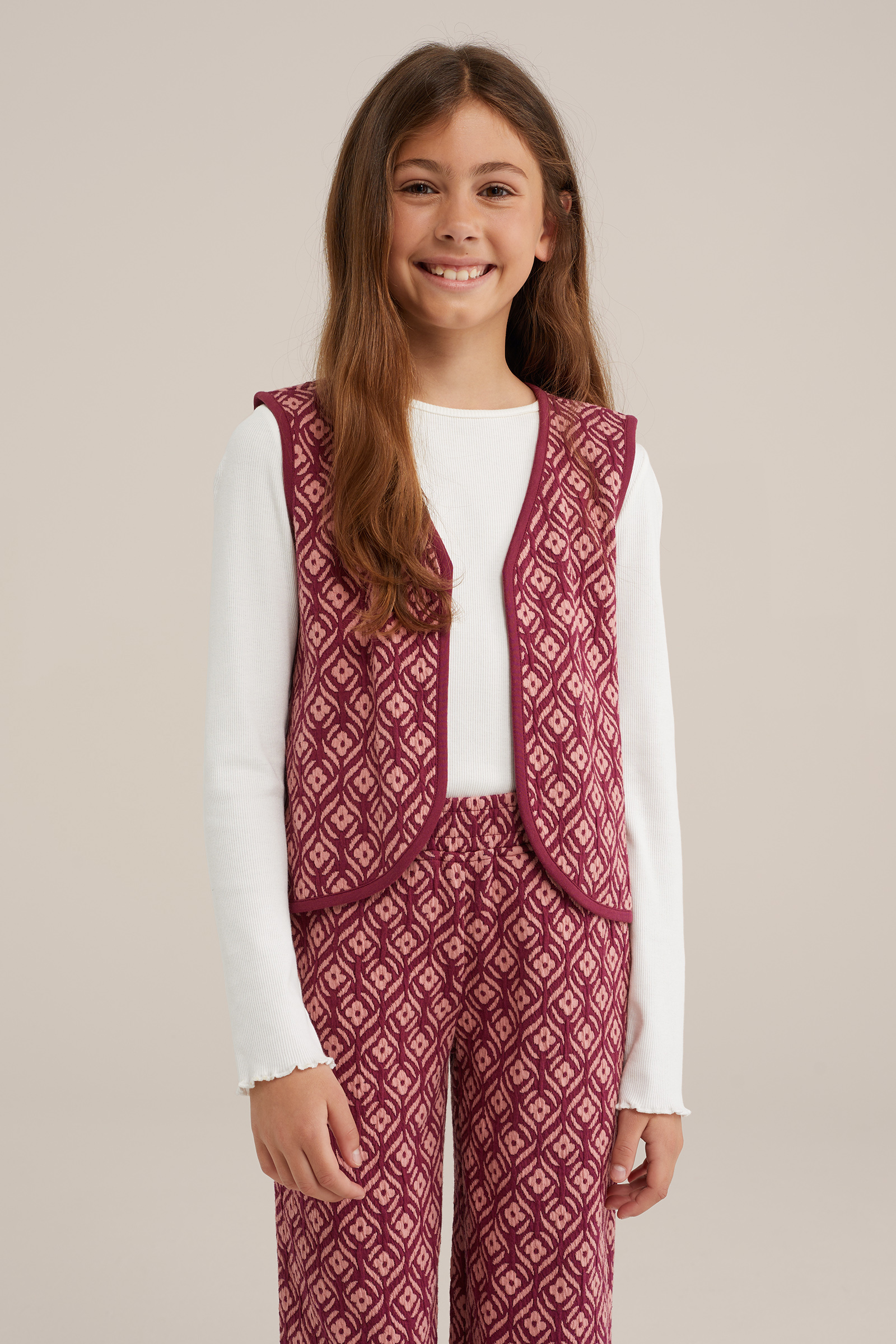 Meisjes gilet met dessin WE Fashion Roze