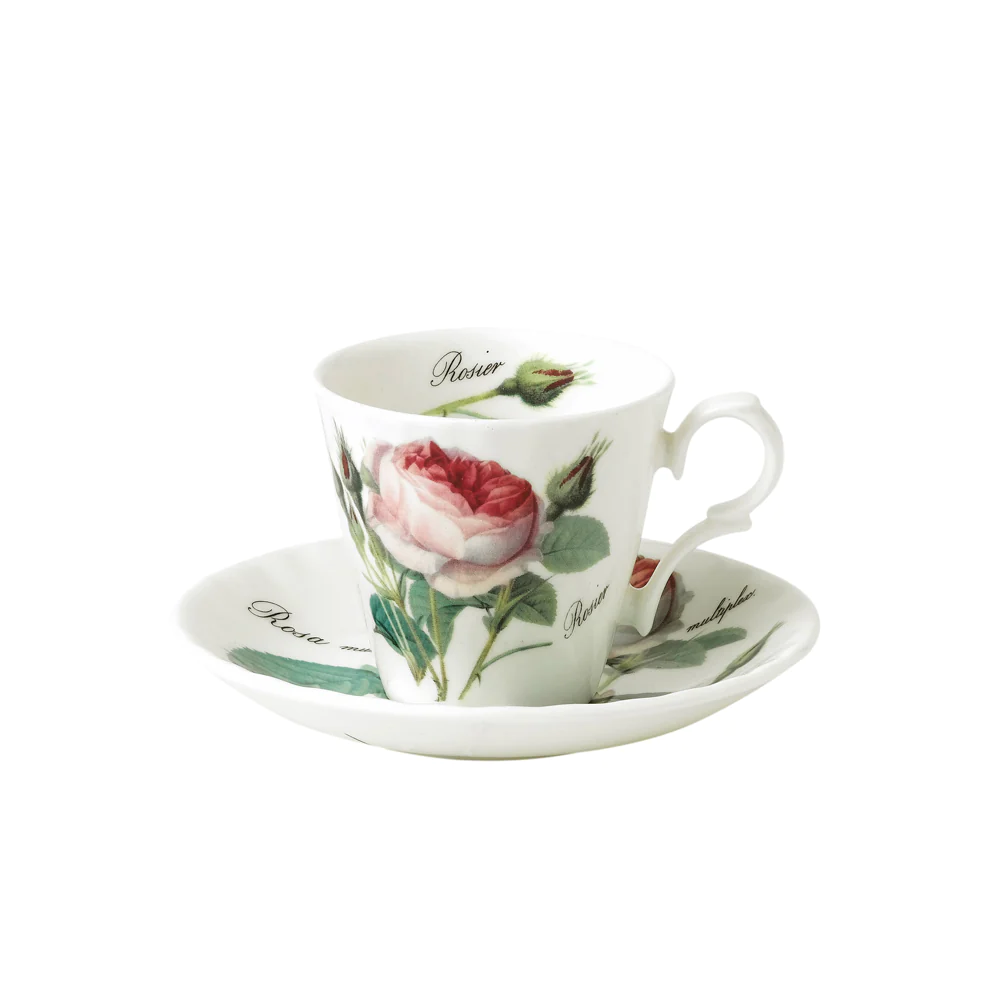 Tasse et sous-tasse à café Rose Redouté 13 cl Roy Kirkham