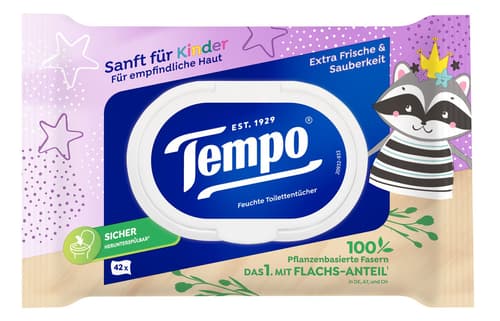 Tempo feuchte Toilettentücher sanft für Kinder