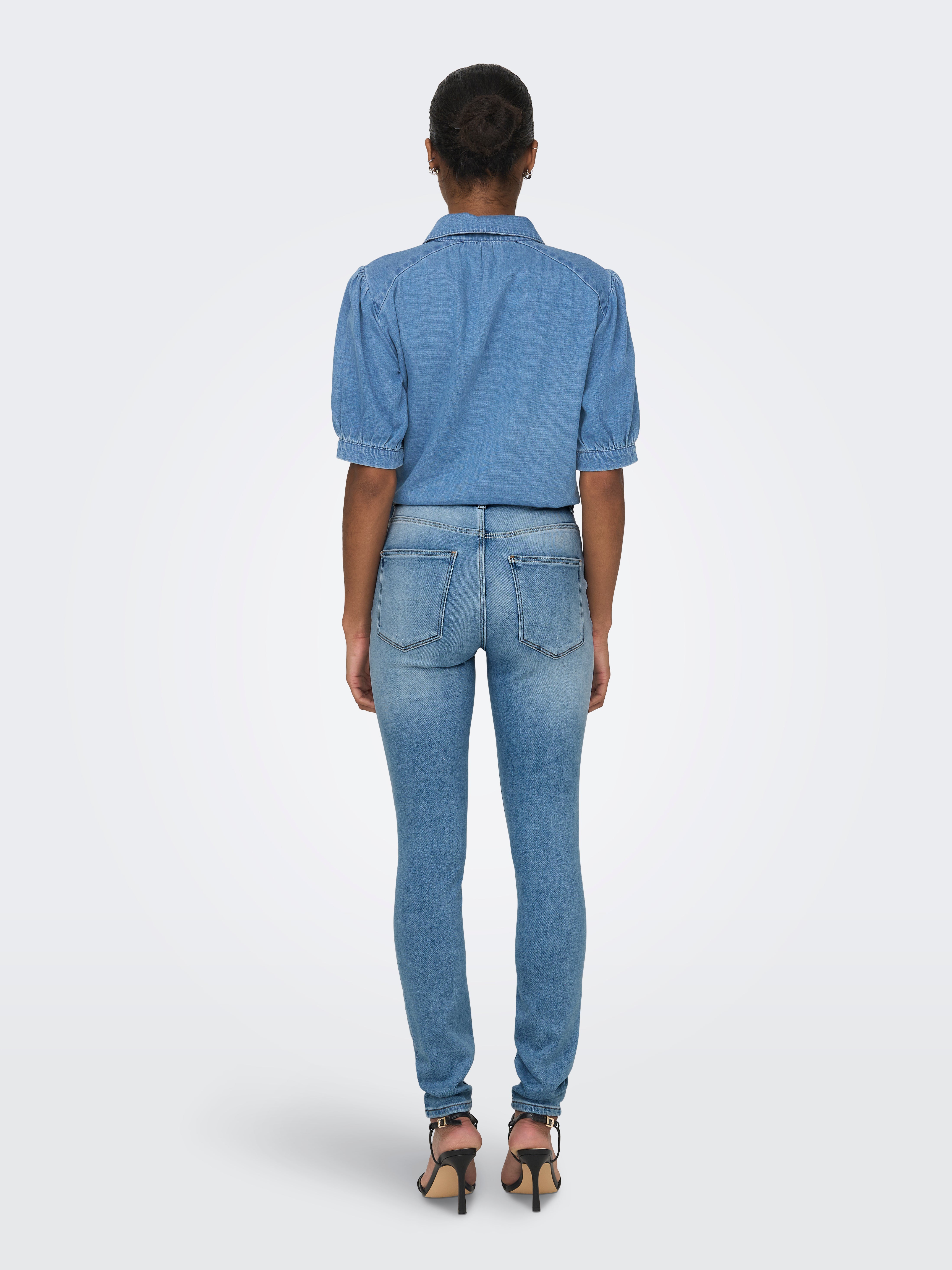 ONLICONIC Hohe Taille Skinny Fit Jeans Light Medium Blue Denim