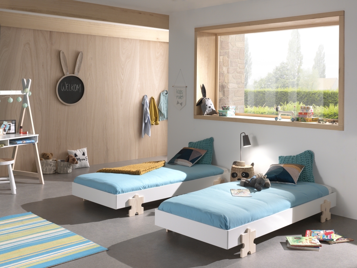 2-teiliges Stapelbett-Set MODULO - weiß - Puzzle - 90x200 cm