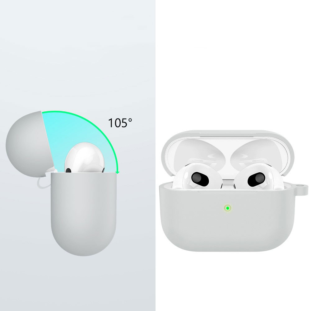 AirPods (3. Generation) Silikon Schutzhülle Abdeckung mit Karabinerhaken - Grau