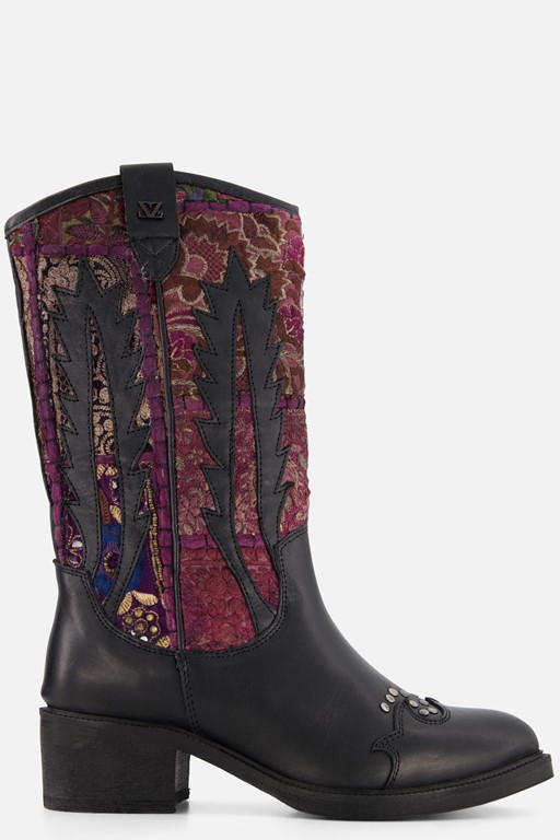 Lazamani Cowboylaarzen zwart Leer