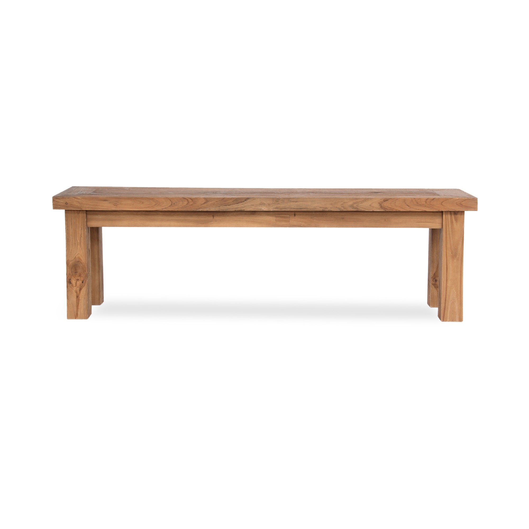 Holzbank aus recyceltem Teak, natur, B 160 cm, H 47 cm, L 35 cm von fischer's lagerhaus