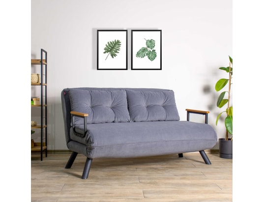 CONCEPT1 - Canapé lit Sando 2 places gris souris 133 x 78 x h78