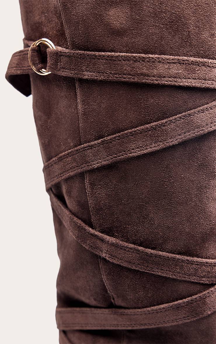Chocolat Bottes Hautes En Synthétique Avec Liens À Nouer