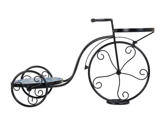 Support vélo en mosaïque et fer forgé noir 67x26.5x43h