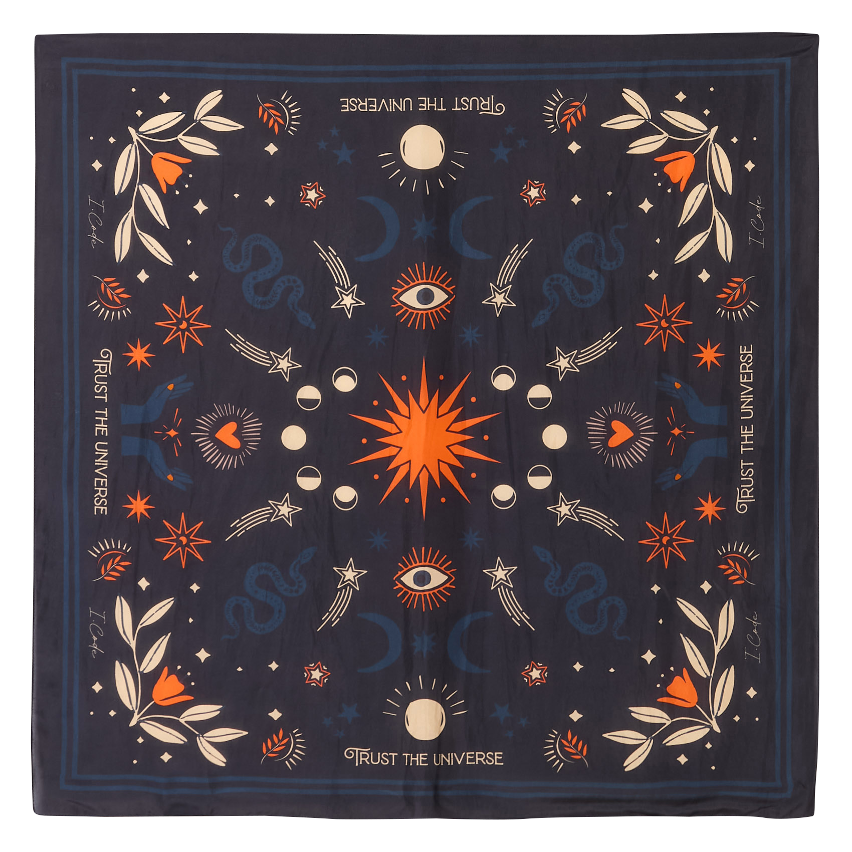 Foulard imprimé en soie | Marron