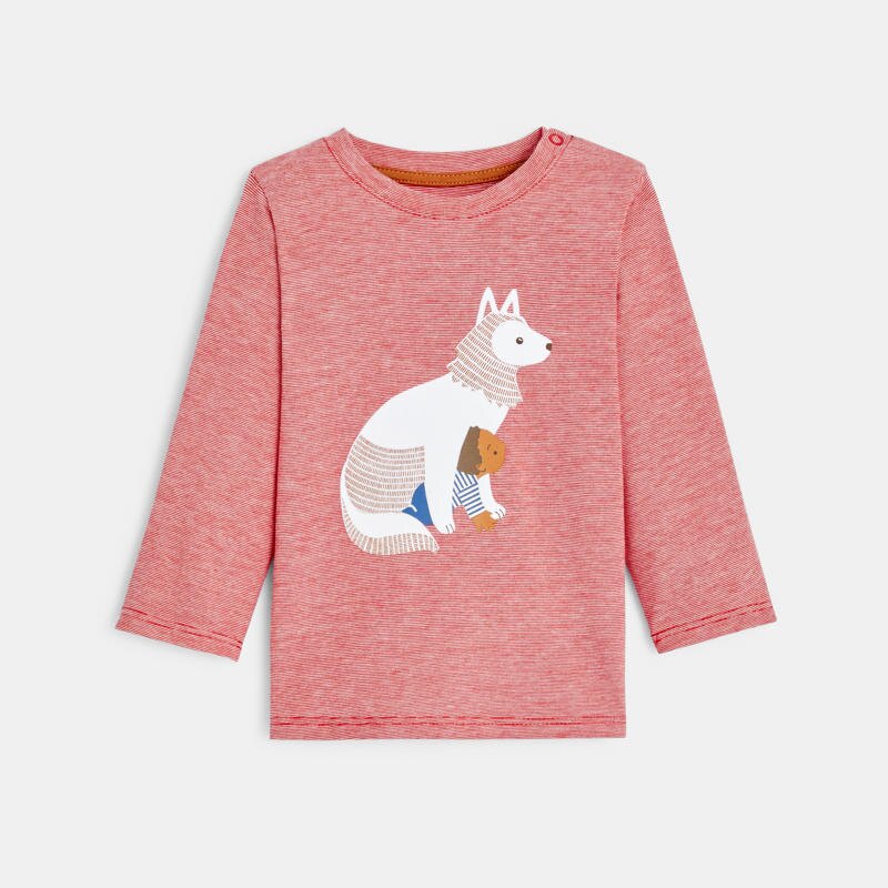 T-shirt fines rayures renard orange bébé garçon Orange
