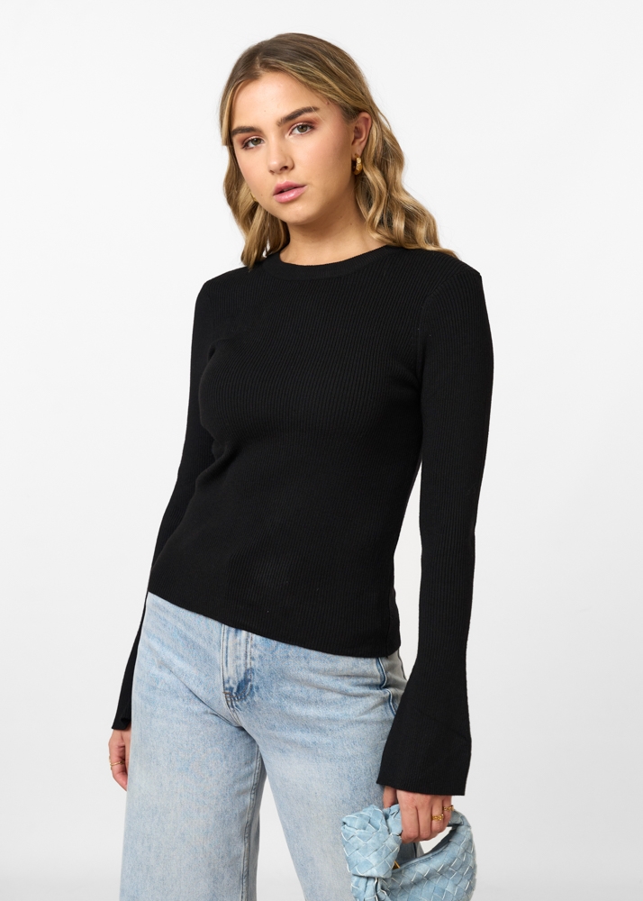 Quinty flared trui zwart