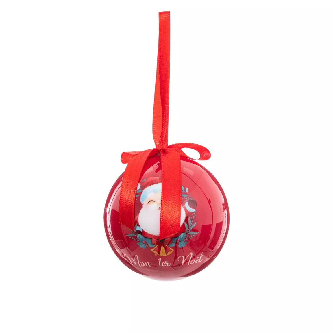 Lot de 3 boules de Noël (D75 mm) Premier Noël Rouge