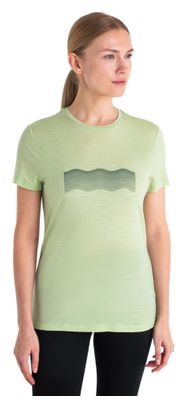 T-shirt Technique Femme Icebreaker Merinos 150 Tech Lite III Contour Waves Vert