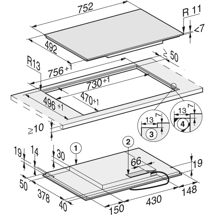 Miele Induktions-Kochfeld KM 7414 FX Glas flächenbündig