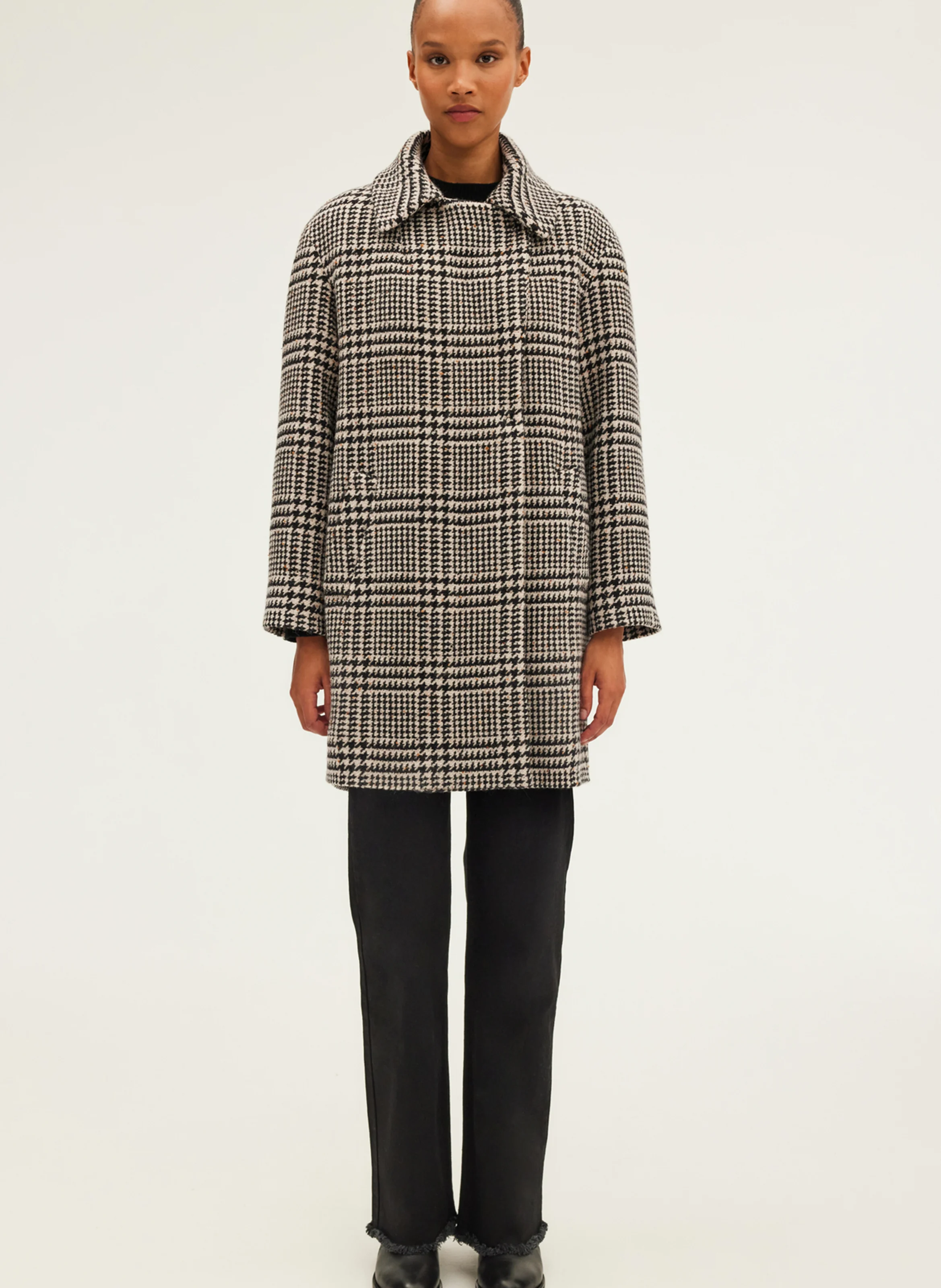 LILOU - Manteau mi-long en laine mélangée | Noir