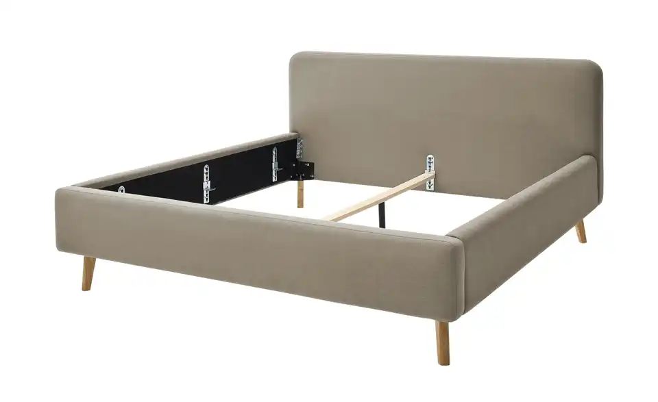 Polsterbettgestell Mattis Taupe Webstoff fein 180 cm ohne Bettkasten