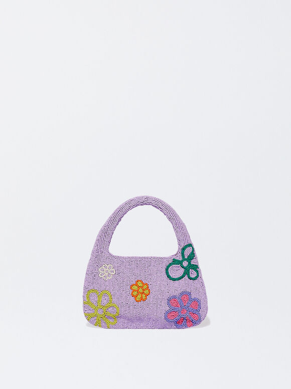 Bolsa de mão com miçangas - Violeta