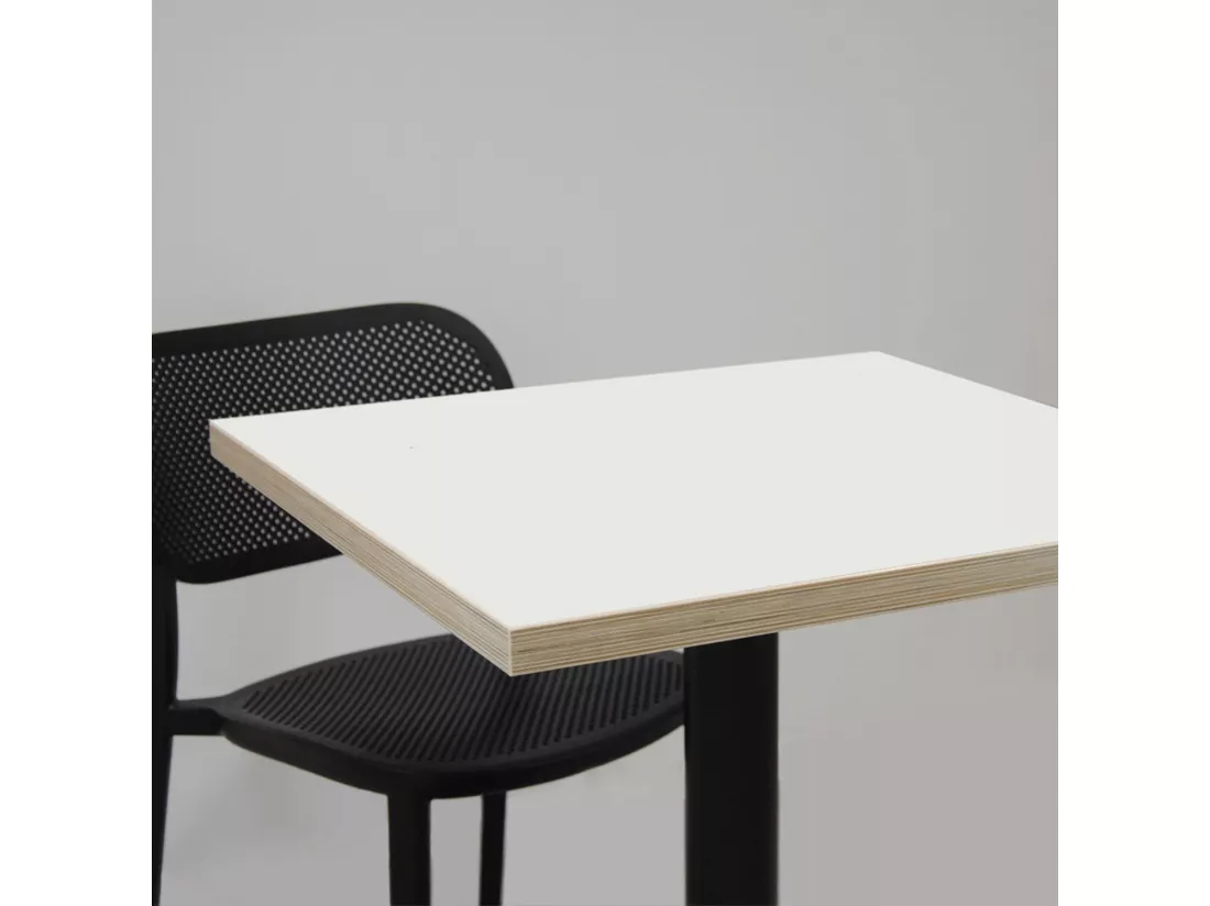 Mange-debout 60 x 60 cm - modèle Round pied blanc blanc chants bois