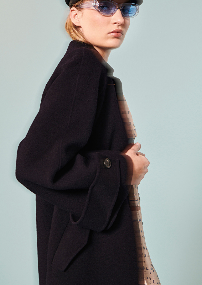 Manteau Maggybleu nuit en laine double face