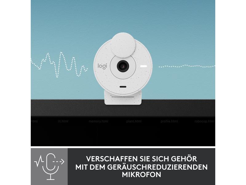 Logitech Webcam Brio 300 White Full HD-Webcam mit integrierter Abdeckblende