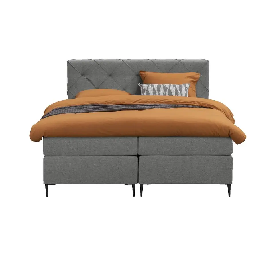 Boxspring Liv geruit - lichtgrijs - 180x200 cm - slanke poot