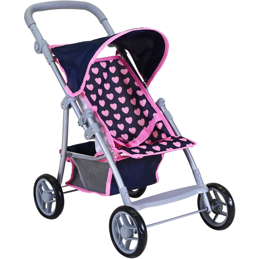 knorr toys® Puppenbuggy Liba - Pink Hearts blau