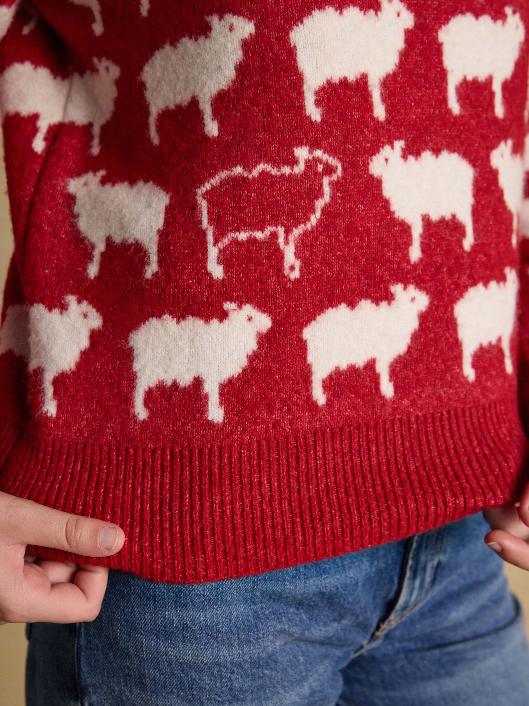 Rood What The Flock - Joules Gebreide Trui met Ronde Hals