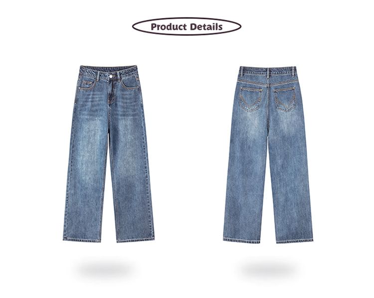 Denimot - High Waist Washed Wide Leg Jeans (diverse designs)