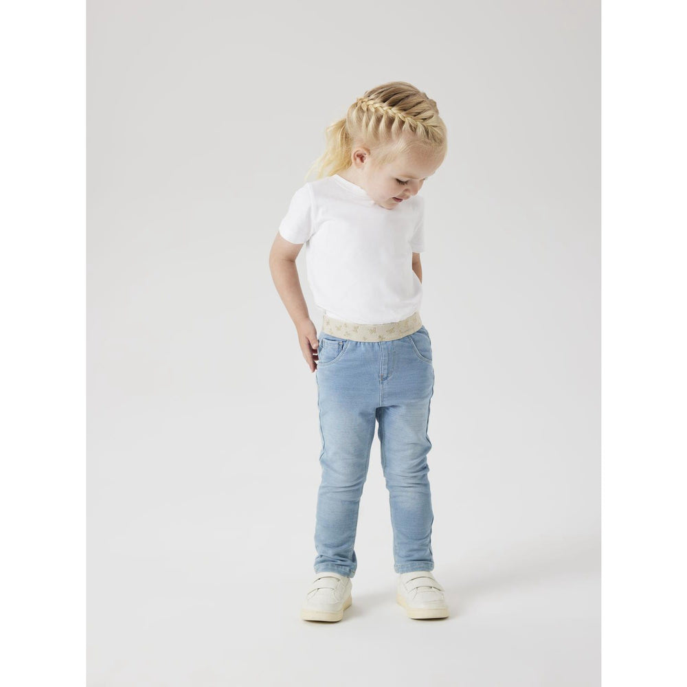 Køb Name It Light Blue Denim Butterfly Salli Slim Sweat Jeans Noos