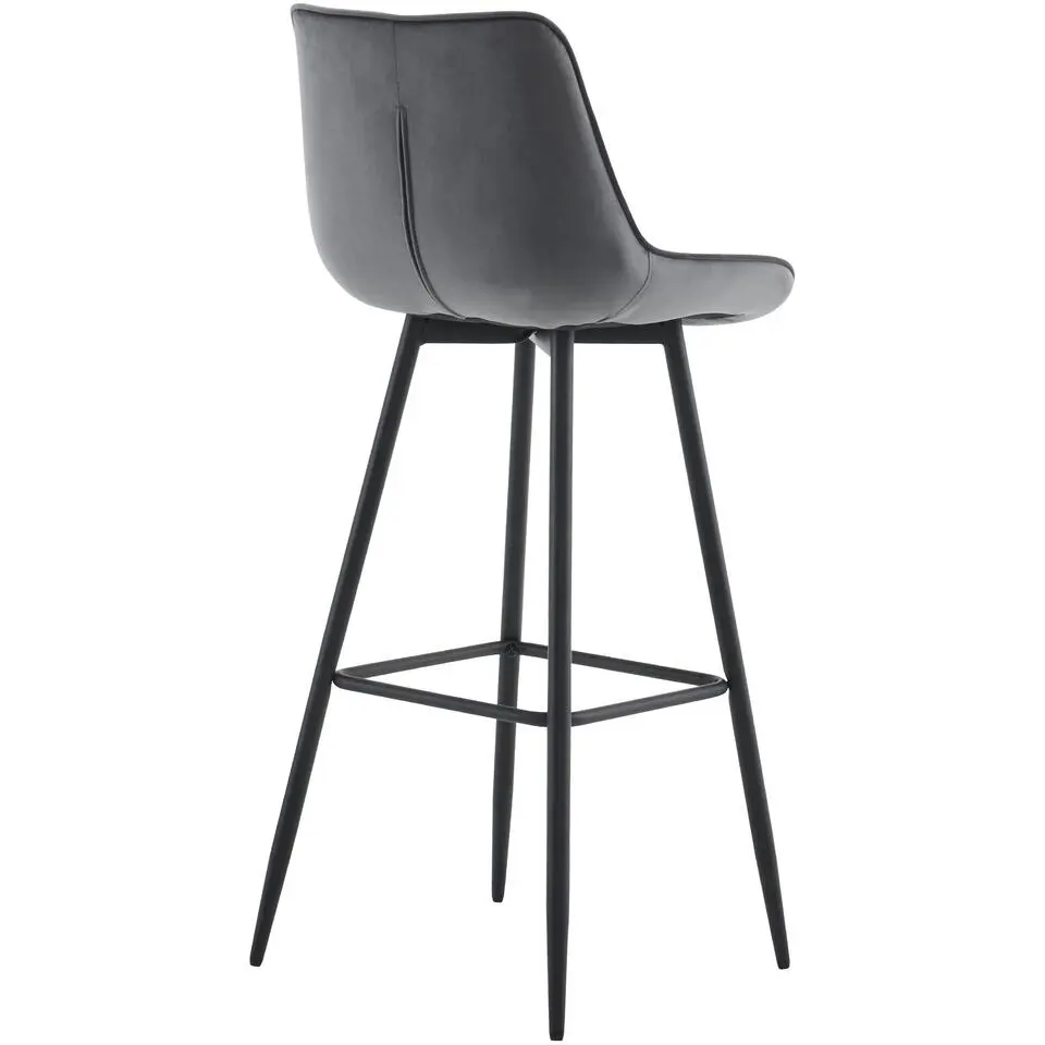 CLP Set van 2 Barkruk Dartford mat zwart Frame - Fluweel - donkergrijs