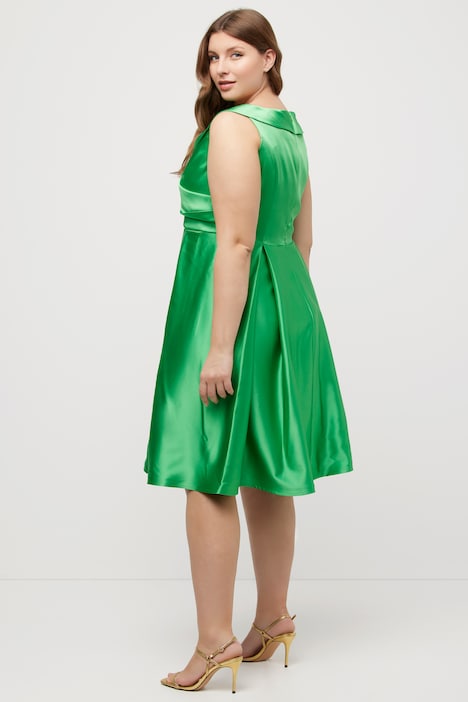 Abendkleid, A-Linie, drapiert, V-Ausschnitt, ärmellos