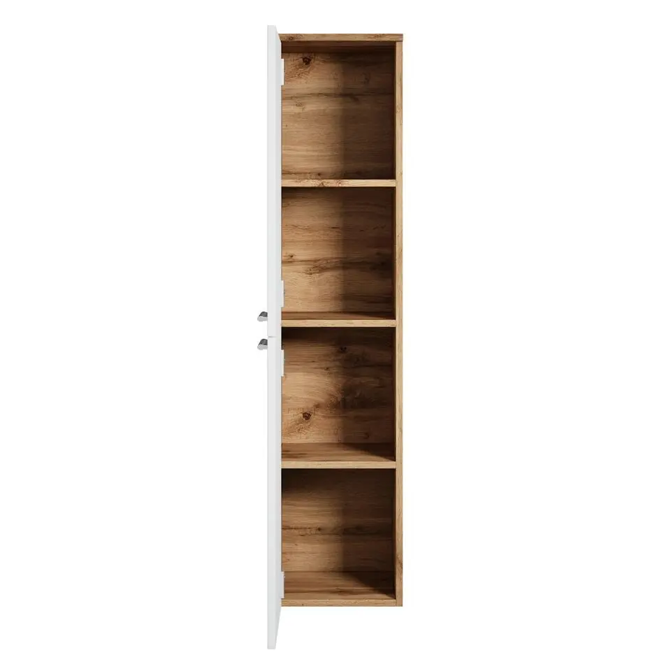 Badplaats Badkamerkast Saturnus 35 x 35 x 130 cm - Eiken met Wit - Hangende