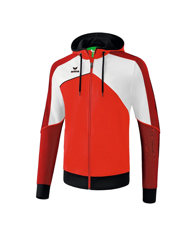Erima Premium One 2.0 Kapuzenjacke Kids Rot Weiss
