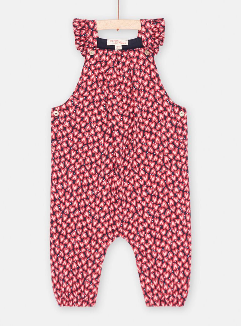Combinaison rouge à imprimé curs bébé fille