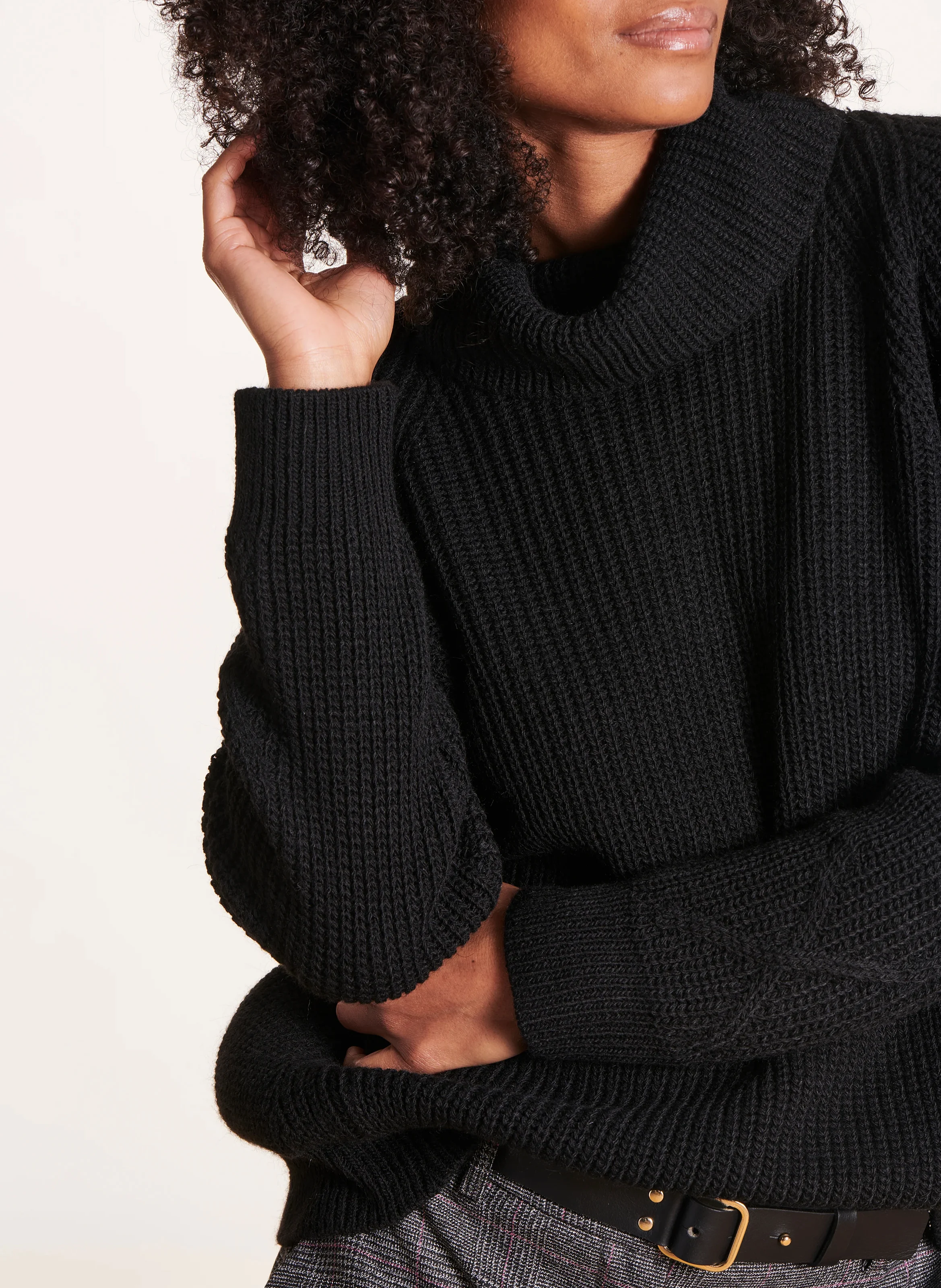 Pull droit en maille | Noir