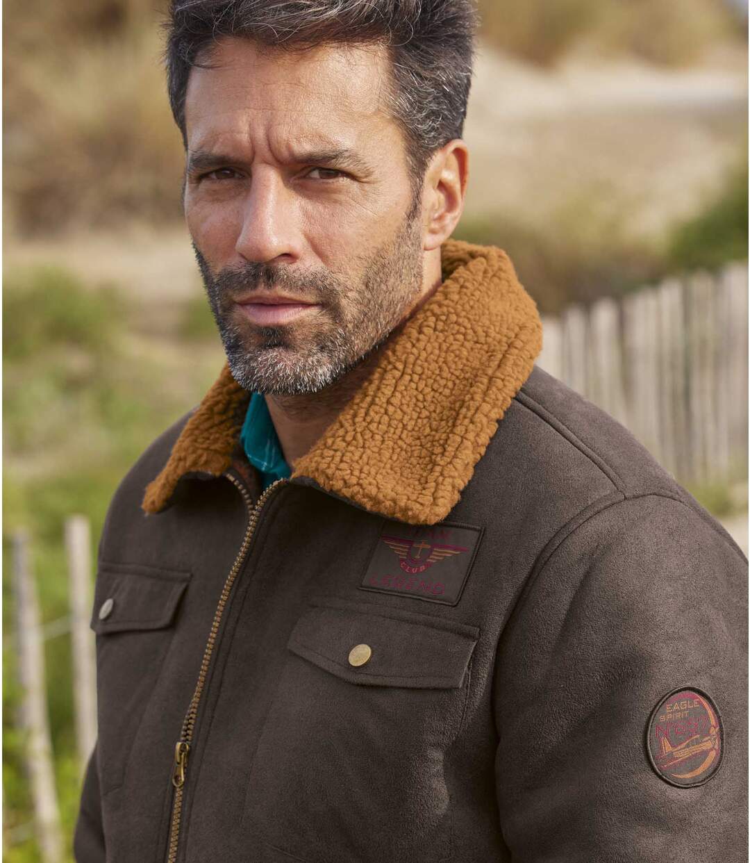 Blouson Aviateur en Suédine Fourré Sherpa