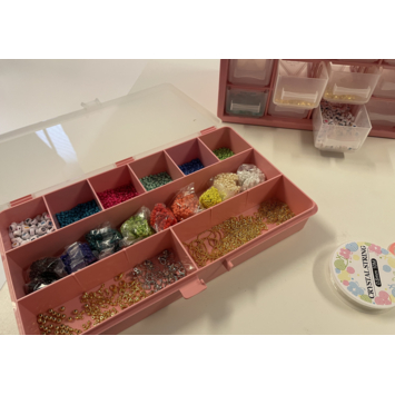Sorteerdoos met 7 vakken roze