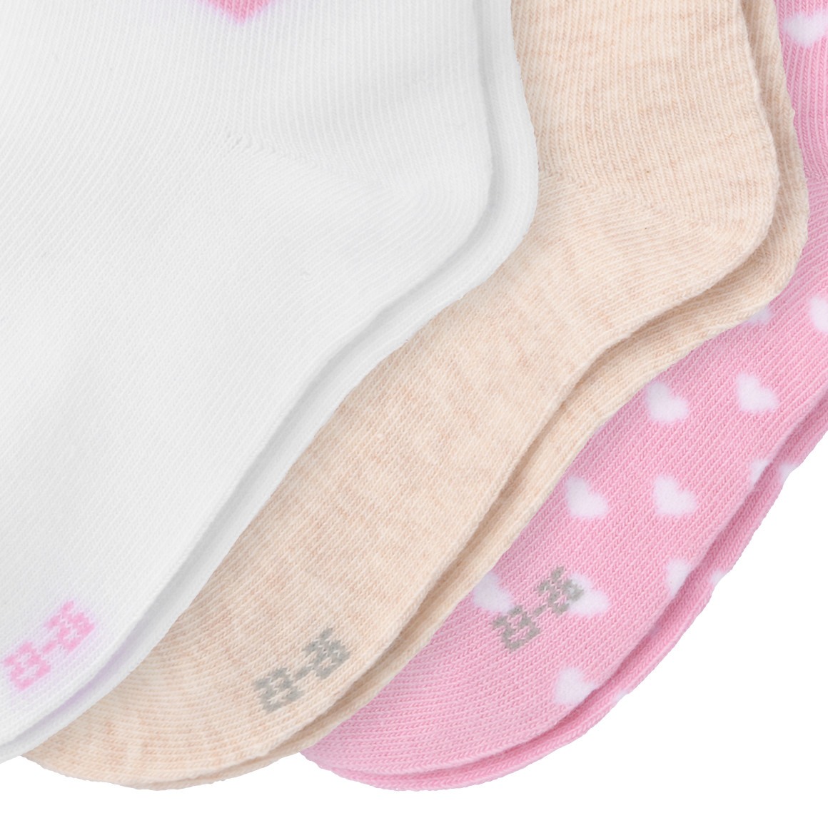 Gina Benotti 3 Paar Mädchen Sneaker-Socken im Set weiss / rosa / beige