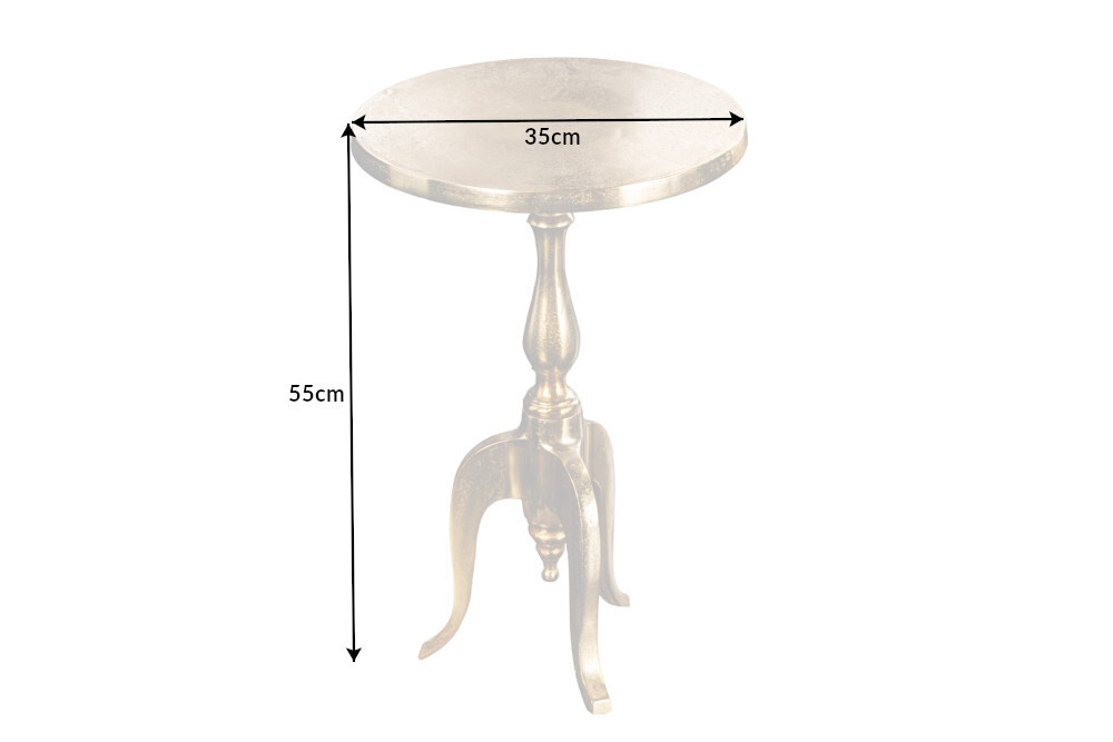 Barock Beistelltisch SAVOY 55cm gold Metall Dreibein rund Vintage