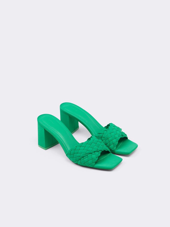 Sandália mule com salto - Verde