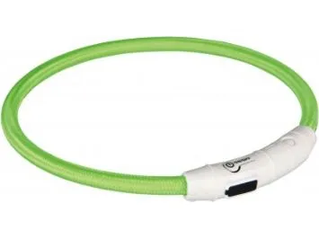 TRIXIE Halsbånd - LED - Nylon - Grøn - L-XL - 650 mm - Lyshalsbånd - 12702