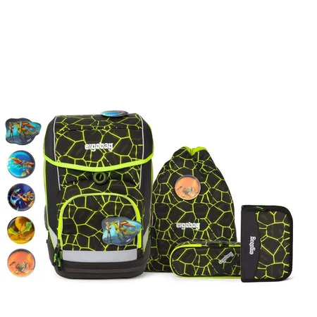 ergobag CUBO Schulrucksack-Set LUMI Edition DrachenfliegBär, 5-teilig