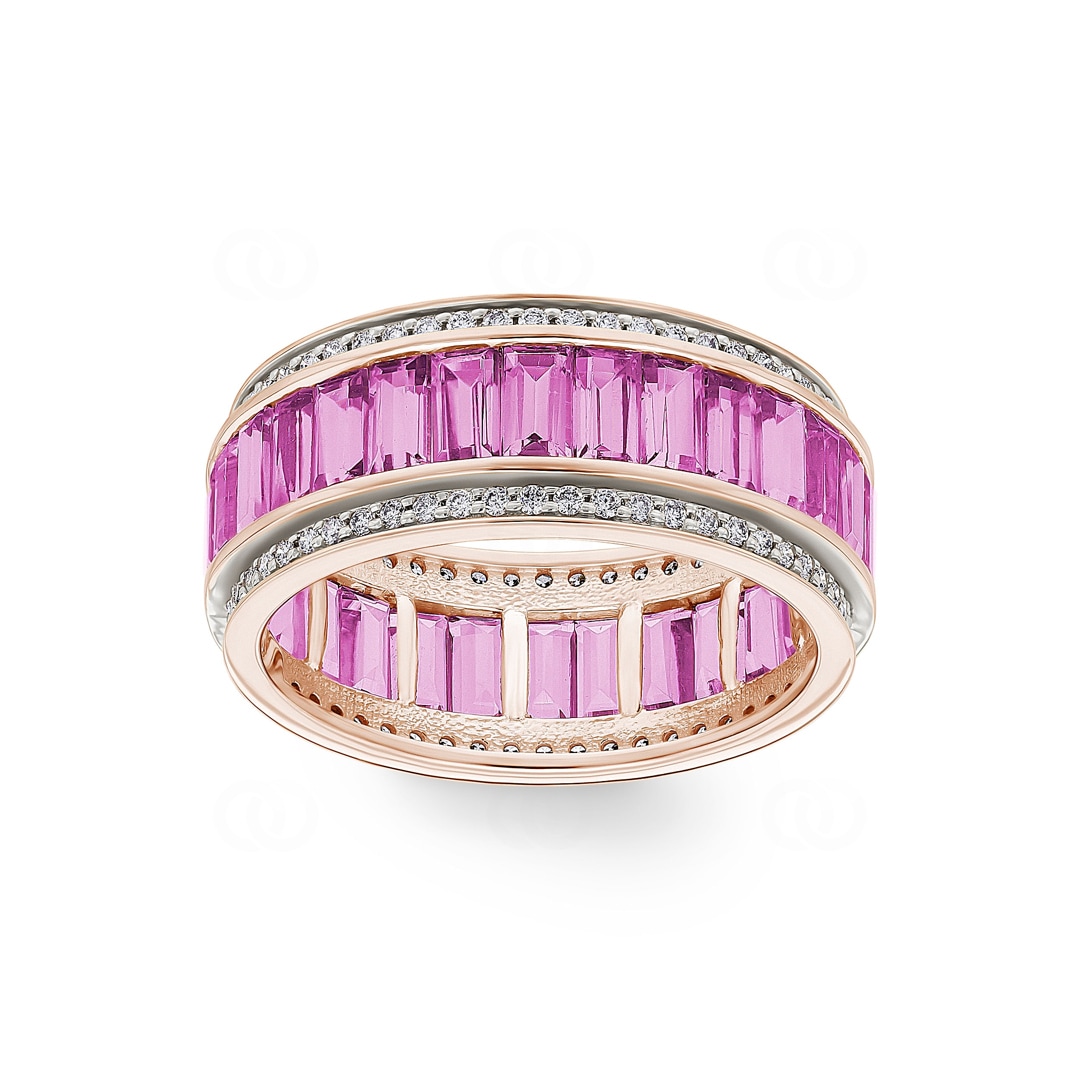 Ring 750/18 K Roségold mit pinken Saphiren & Diamanten 0.41 ct H/si