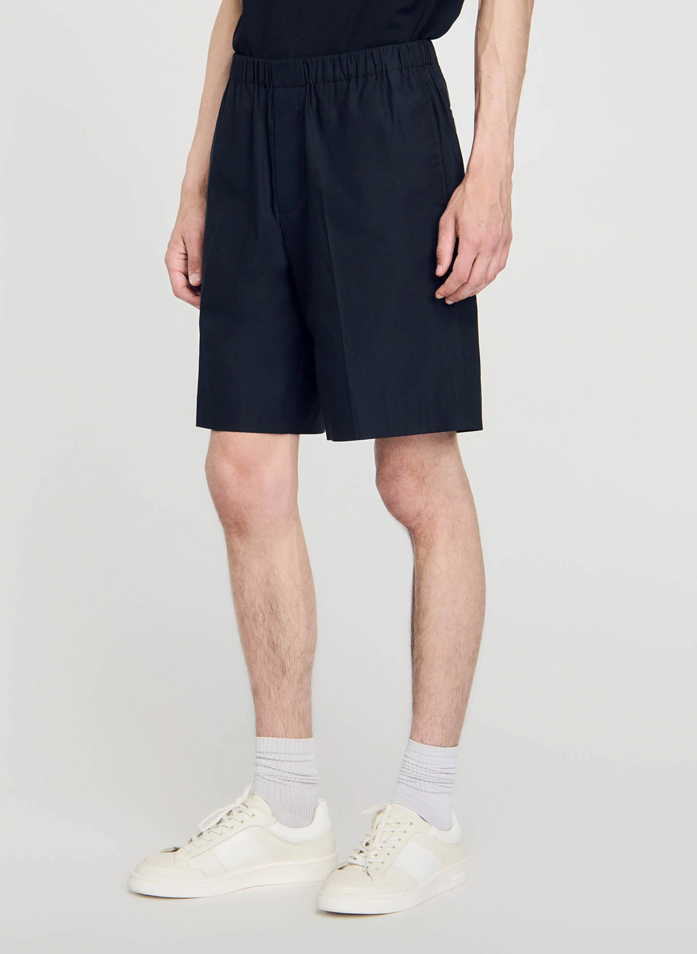 Short droit en coton mélangé | Noir