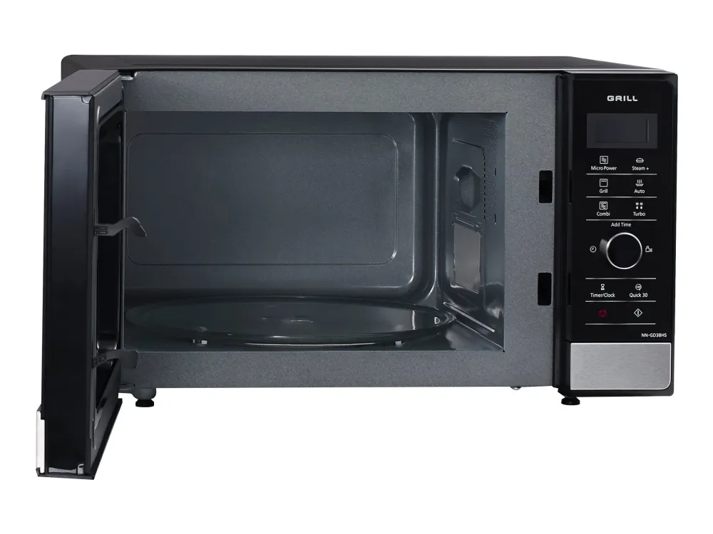 Panasonic NN-GD38 - Mikrobølgeovn med grill - 23 liter - 1000 W - rustfrit stål/sort