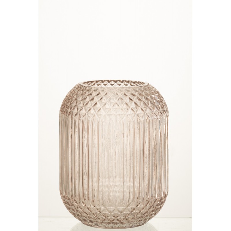 Vase en verre rose 18.2x18.2x23.7 cm