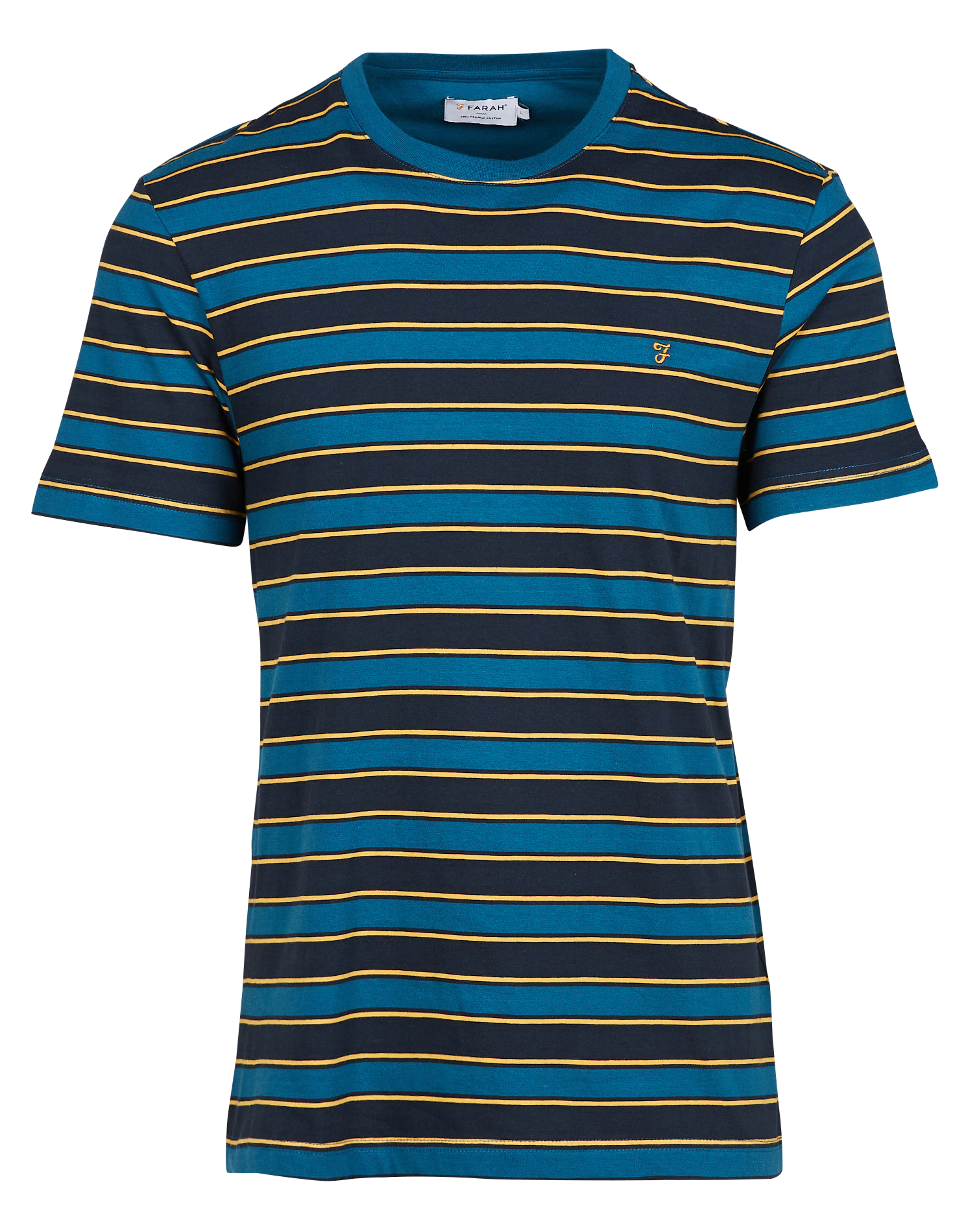 AZIZ - Tee-shirt col rond regular-fit rayé en coton bio | Bleu