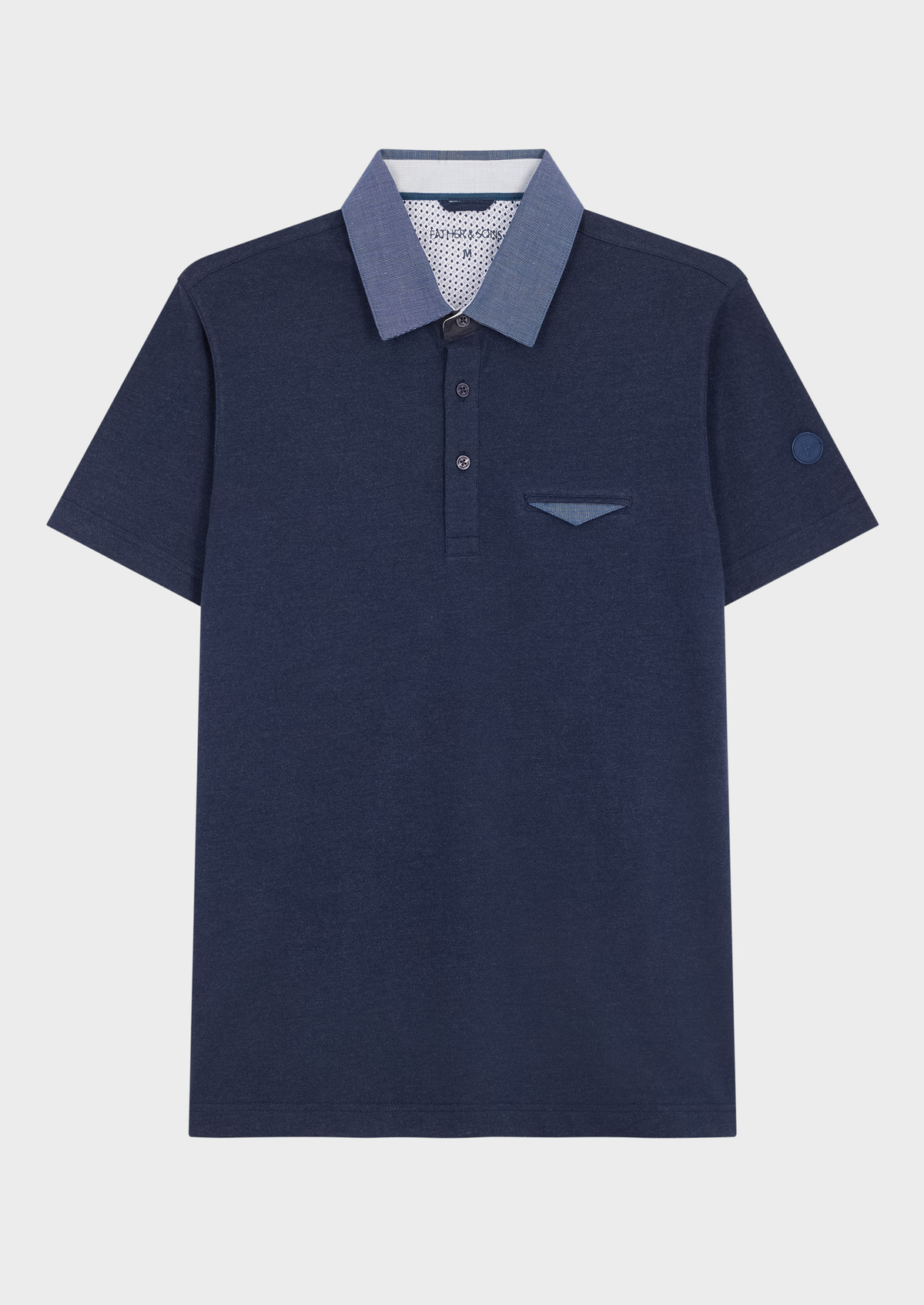 Polo manches courtes Slim en coton mélangé uni bleu jeans